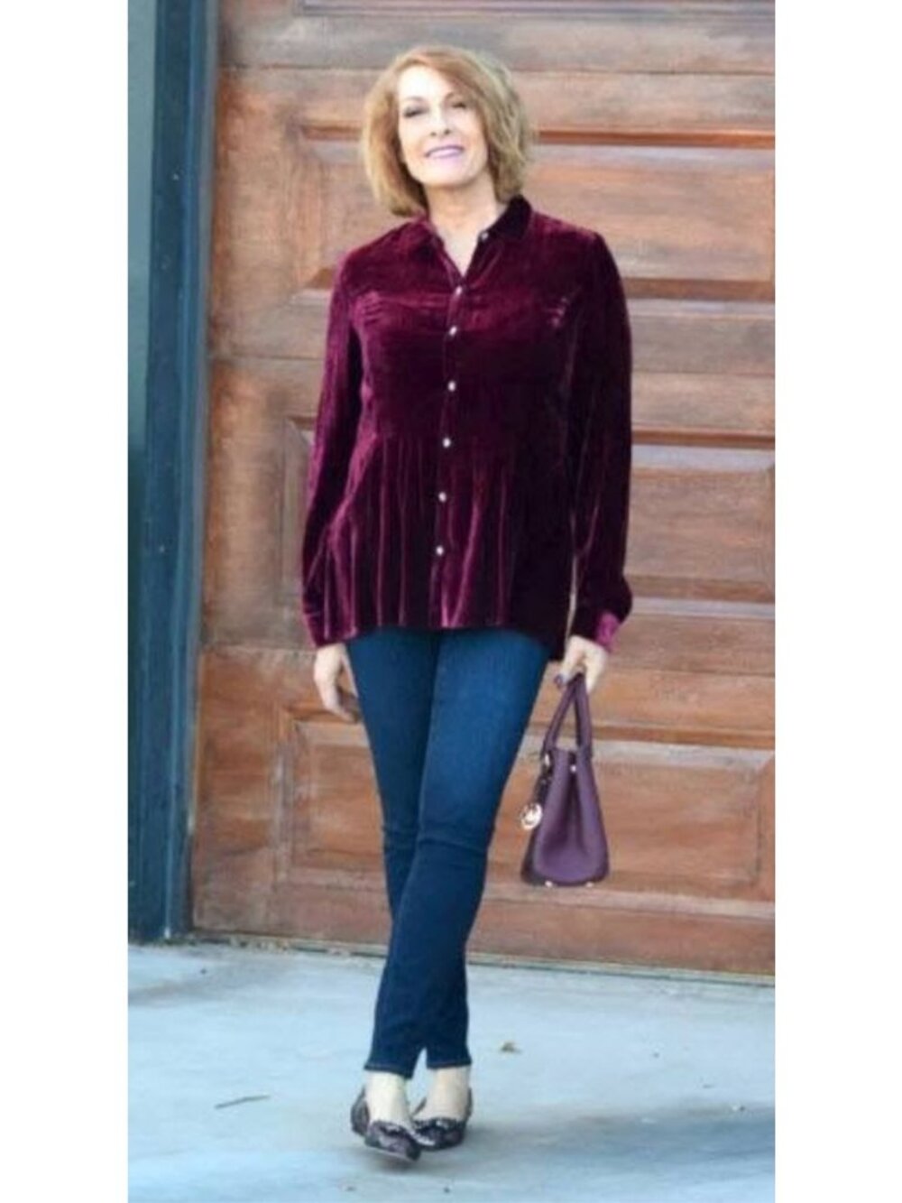 J. Jill Womens Velvet Button Down Peplum Silk Shirt Size XL Red Bordeaux FA NWT